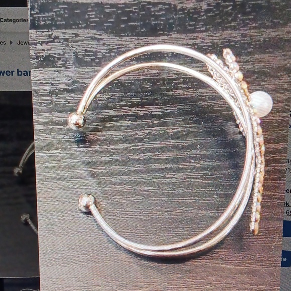 Rhinestone Flower Bangle - Picture 2 of 4